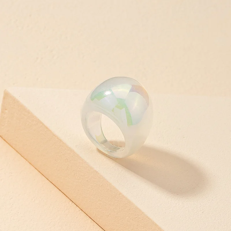 

New Korean Charms Candy Color Geometric Rings for Women Resin Sweet Simple Vintage Rings Jewelry 90s Style Friendship Gifts