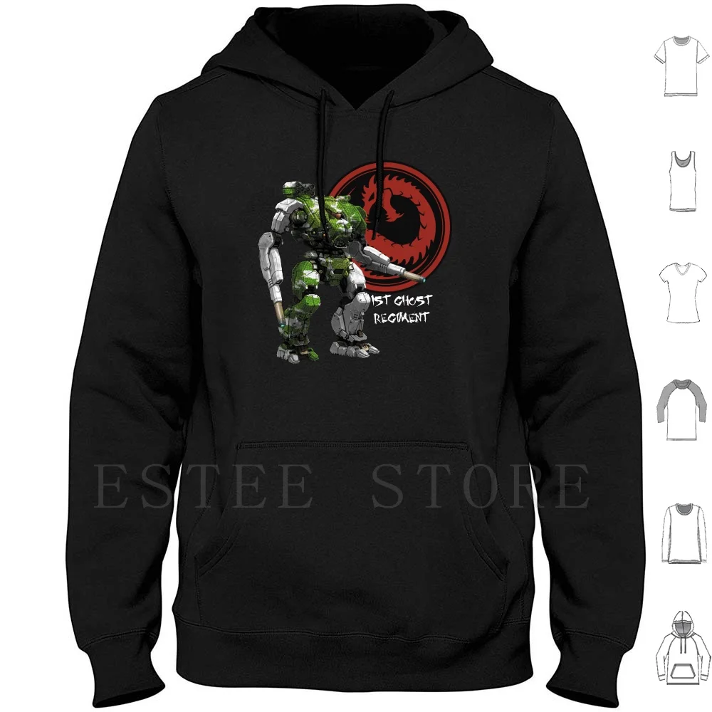Battletech-1St привидение полк толстовки с длинным рукавом Battletech Kurita House японская