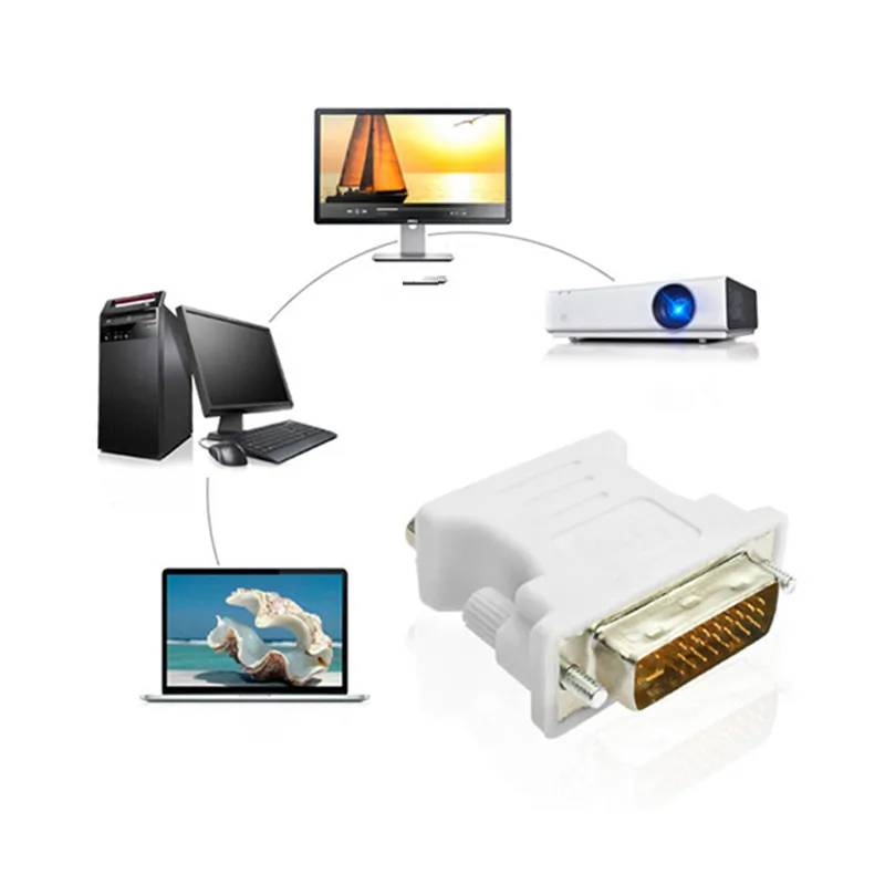 1080P DVI i 24 + 5 к VGA кабелю штекер гнездо конвертер видеоадаптер переключатель разъем