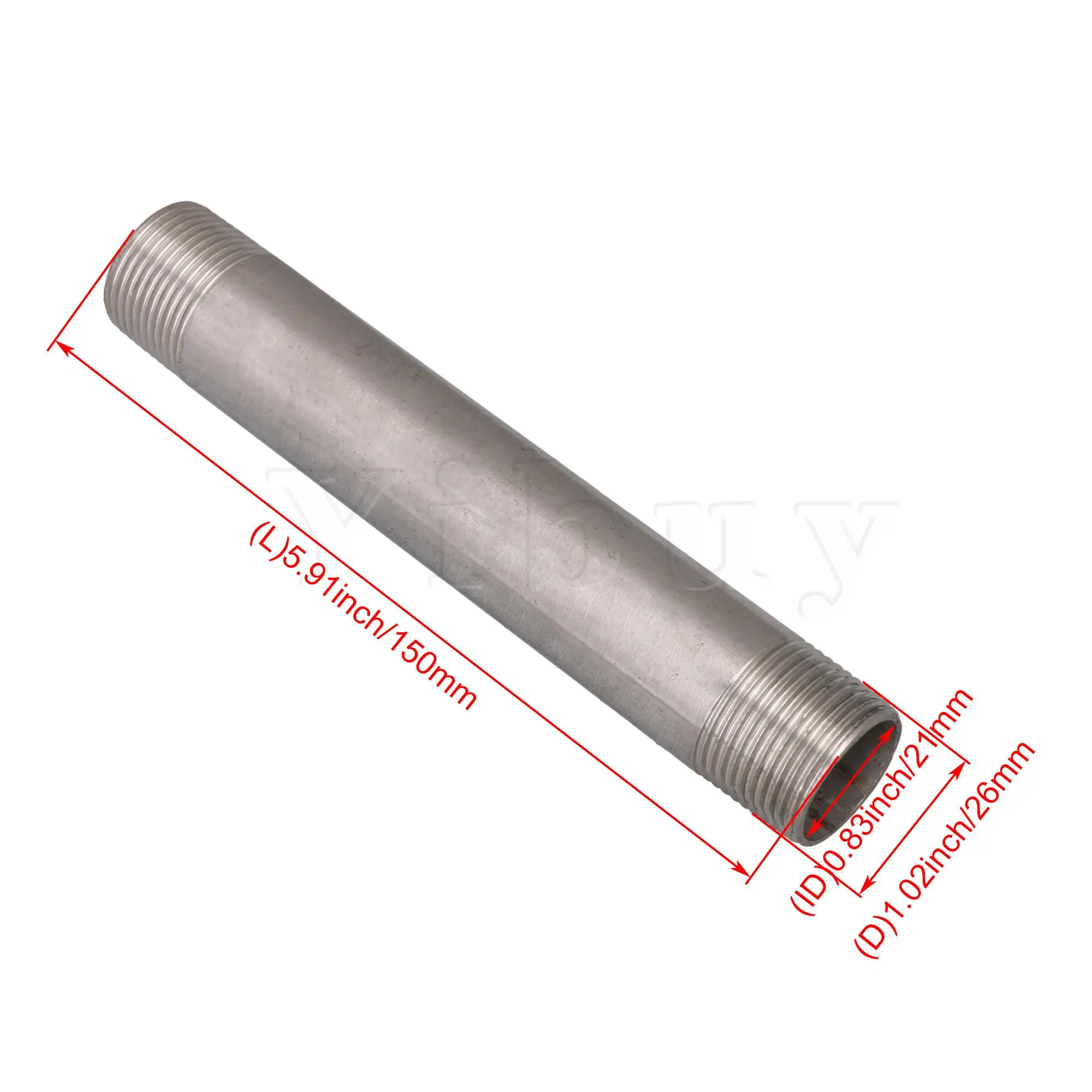 

304 Stainless Steel Double Male Threaded Pipe Fitting Connector BSPT3/4"