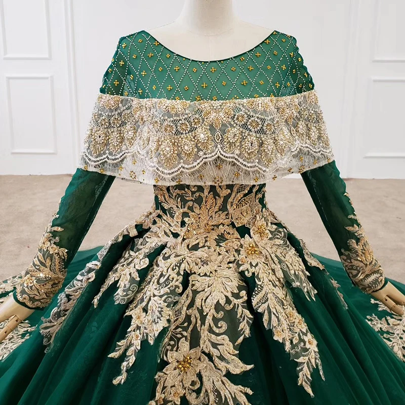 HTL1147 Lace Long Evening Dress 2020 With Long Sleevs Appliques Beading Crystal Dubai Arabic Evening Dress Plus Size