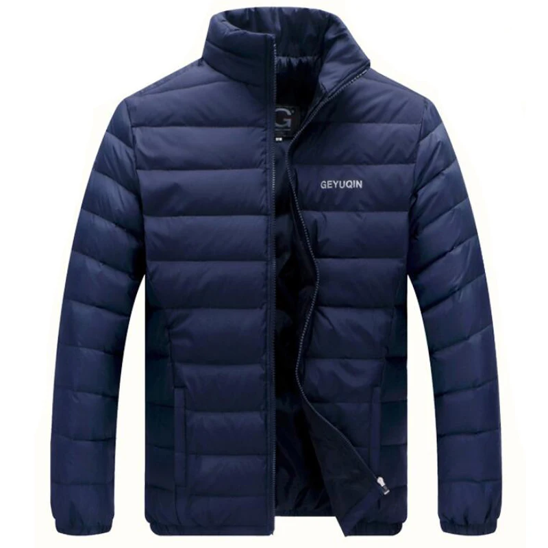 Легкая мужская куртка на утином пуху повседневный пуховик с воротником стойкой