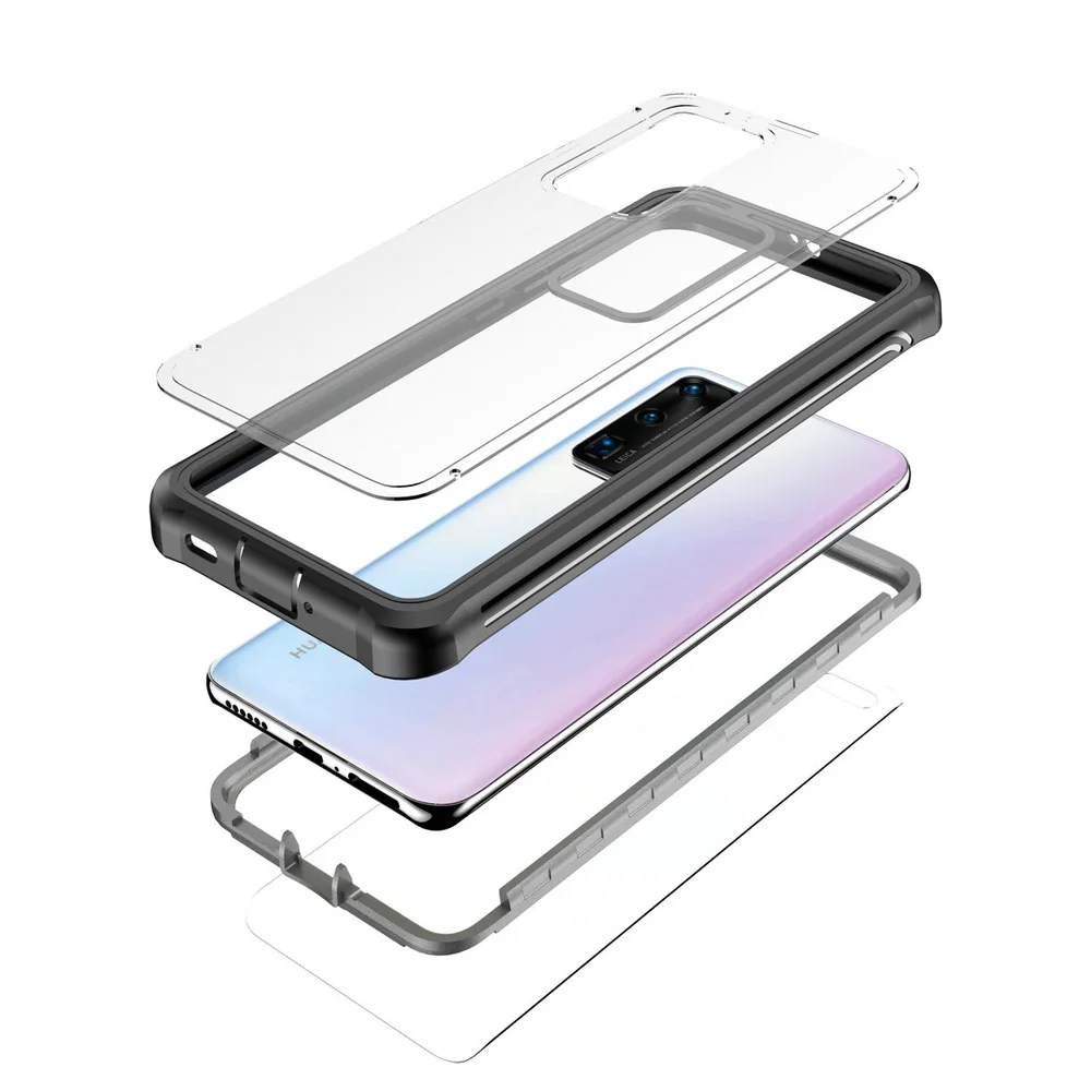 

For Huawei P40 Pro Crystal Case 360 Protection 2 IN 1 Front Back Cover for Huawei P40 Pro Case P 40 Pro P40Pro Funda Shockproof