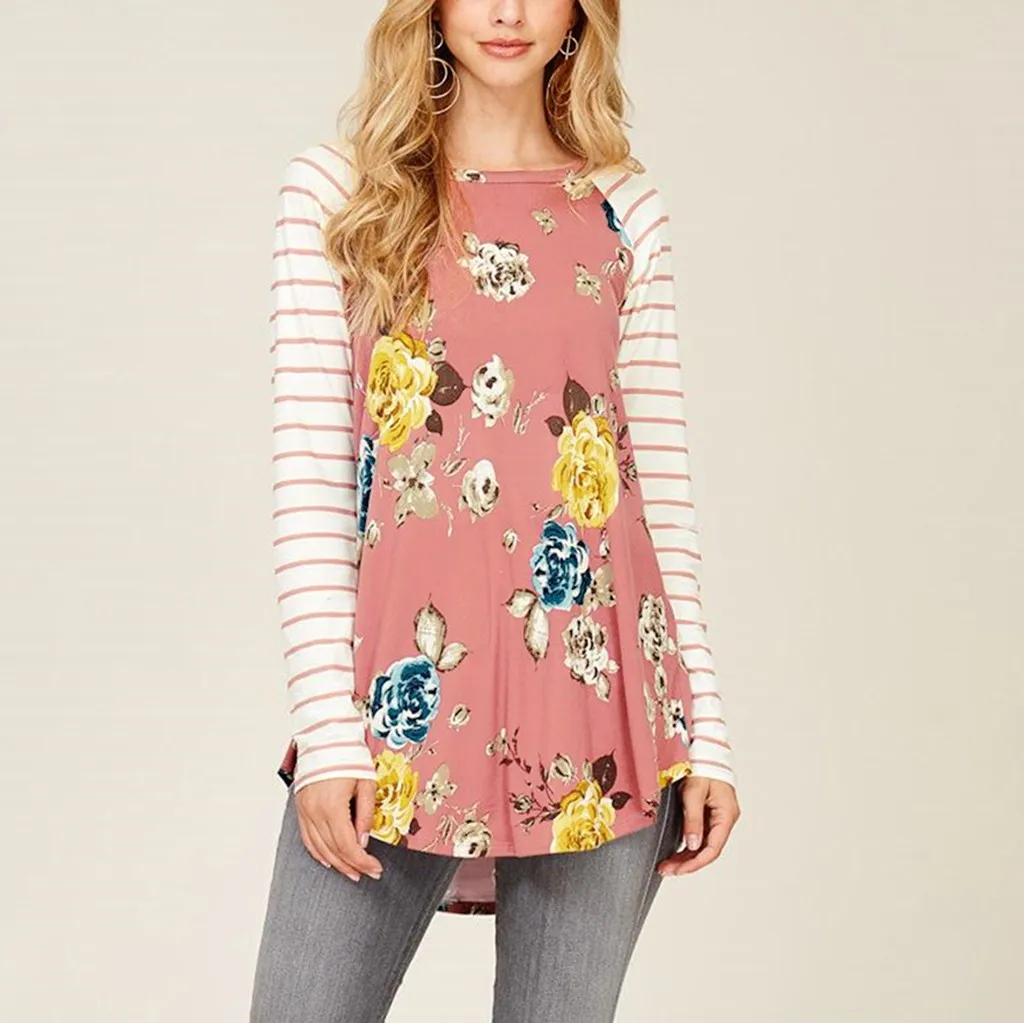 Женская блузка с длинным рукавом для беременных цветочный полосатый топ