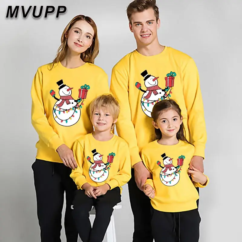 Рождественская Футболка с принтом снеговика для всей семьи одинаковые наряды