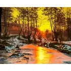 Закат пейзаж настенная живопись Diy картина маслом холст рисунок Раскраска по номерам современные настенные картинки