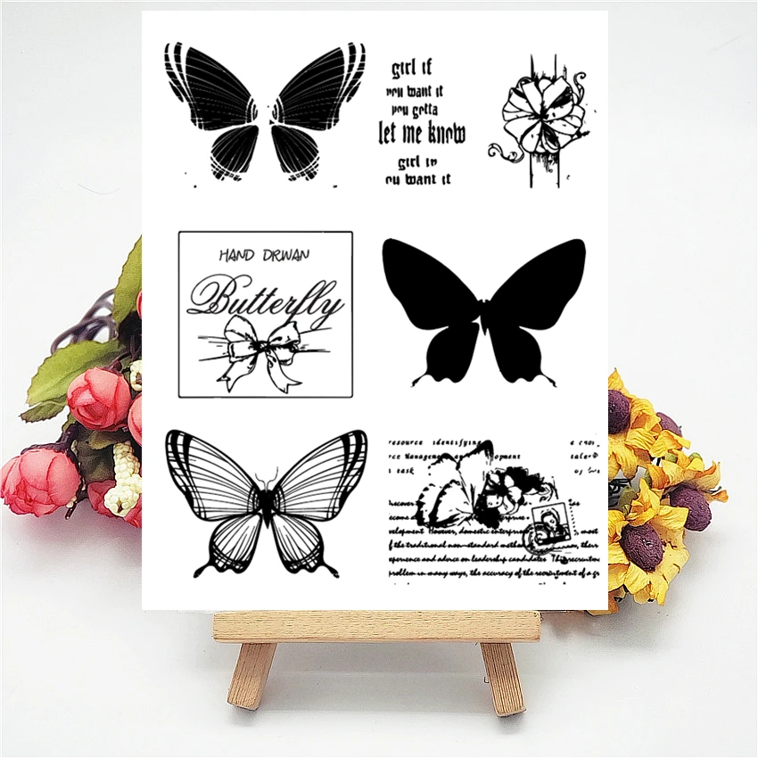 14x18 см бант Бабочка Тени прозрачный печать прозрачные наклейки силиконовый валик