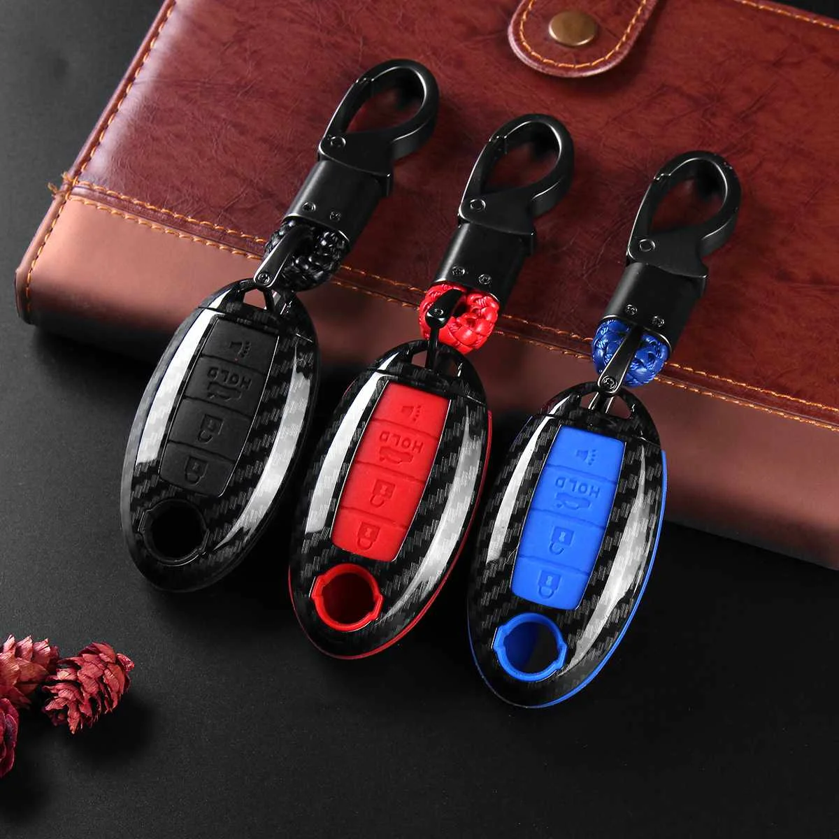 4 кнопки Брелок дистанционного углеродного волокна Автомобильный ключ чехол