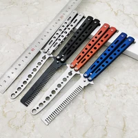 stainless steel training butterfly comb knife comb salon hairdressing styling tool colorful butterfly knifes exercise knife comb