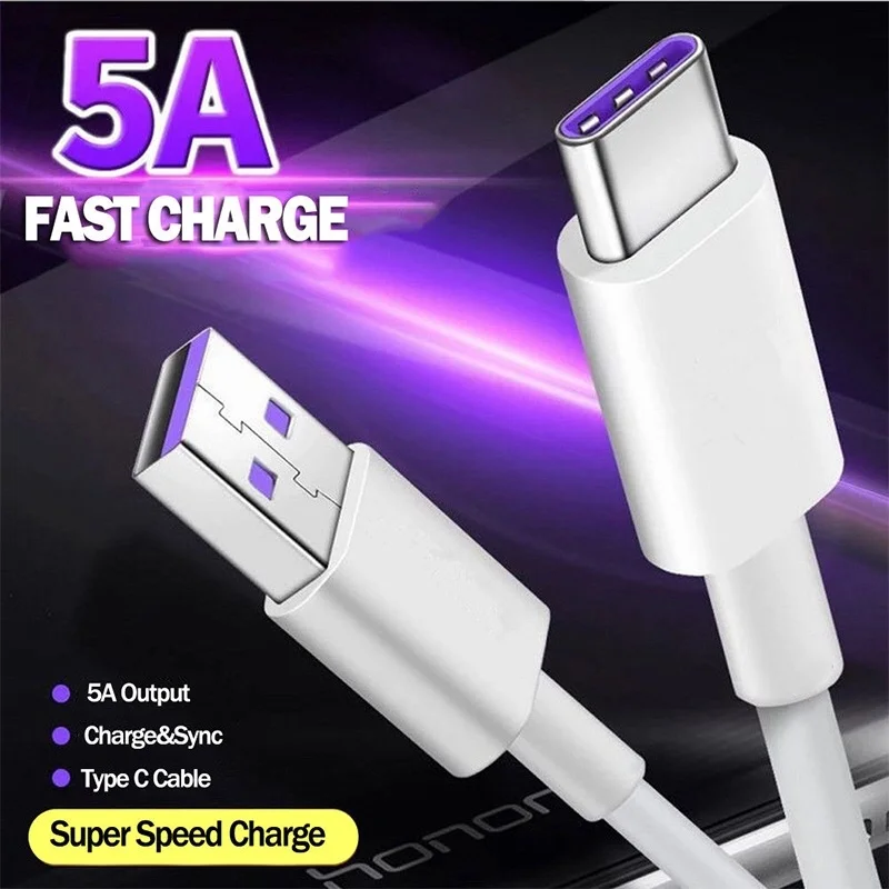 

Cable USB tipo C de carga rápida 5A, Cable de datos de carga rápida 3,1, supercarga para Huawei P10 P20 Pro Mate 10