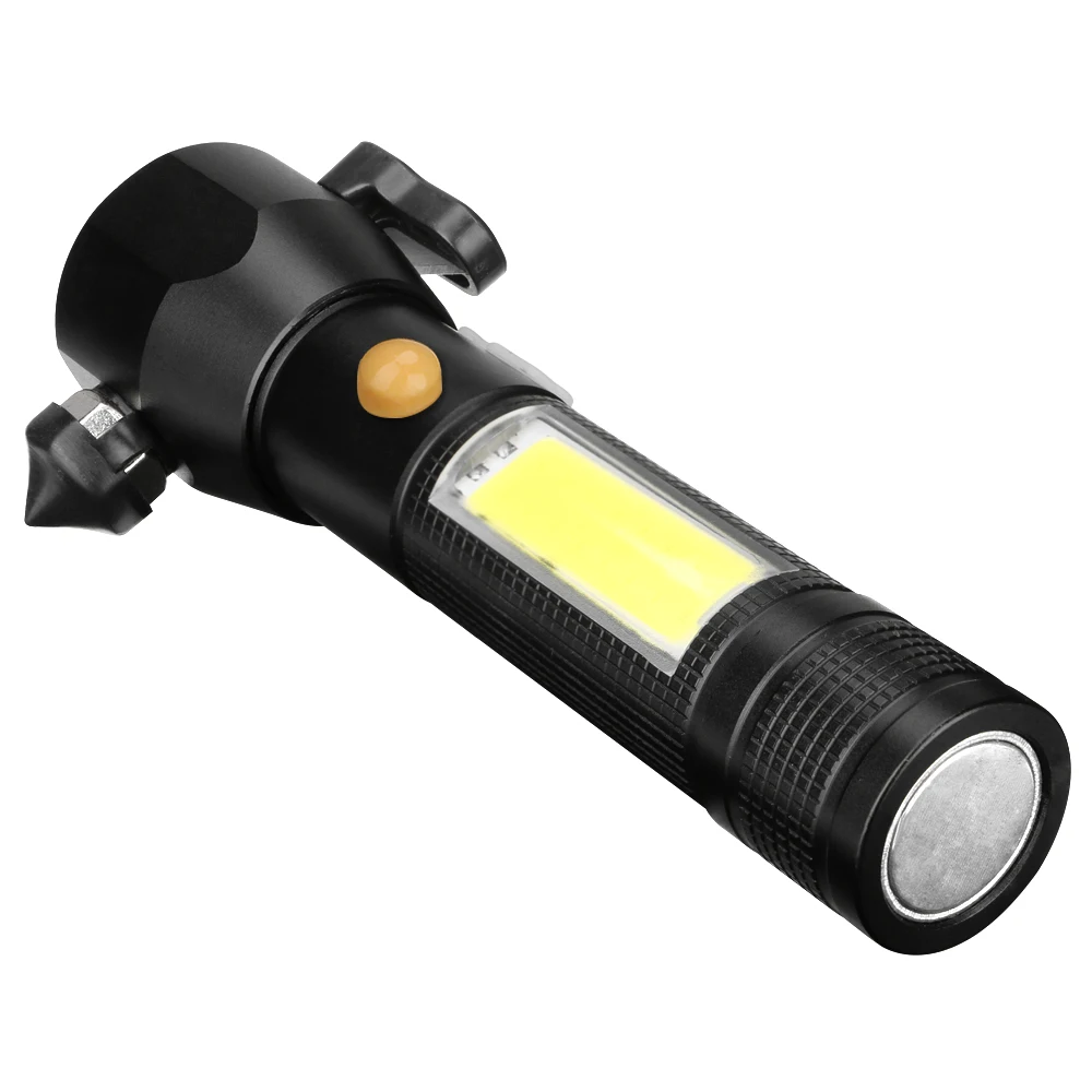 

Emergency Hammer Outdoor Self-Defense Flashlight T6 Led Portable Solar USB Rechargeable Torch Magnetic Car Repairing Work Light