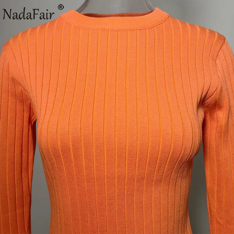 Женское трикотажное платье-свитер с длинным рукавом и круглым вырезом | Женская