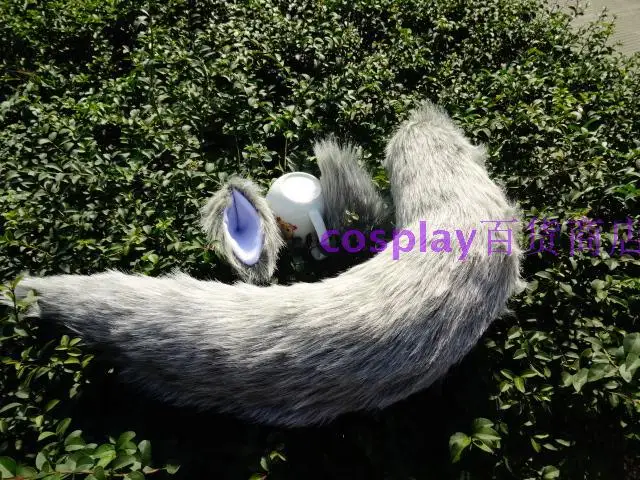 Универсальный светильник-серый плюшевый хвост Анимация Косплей сценическое шоу