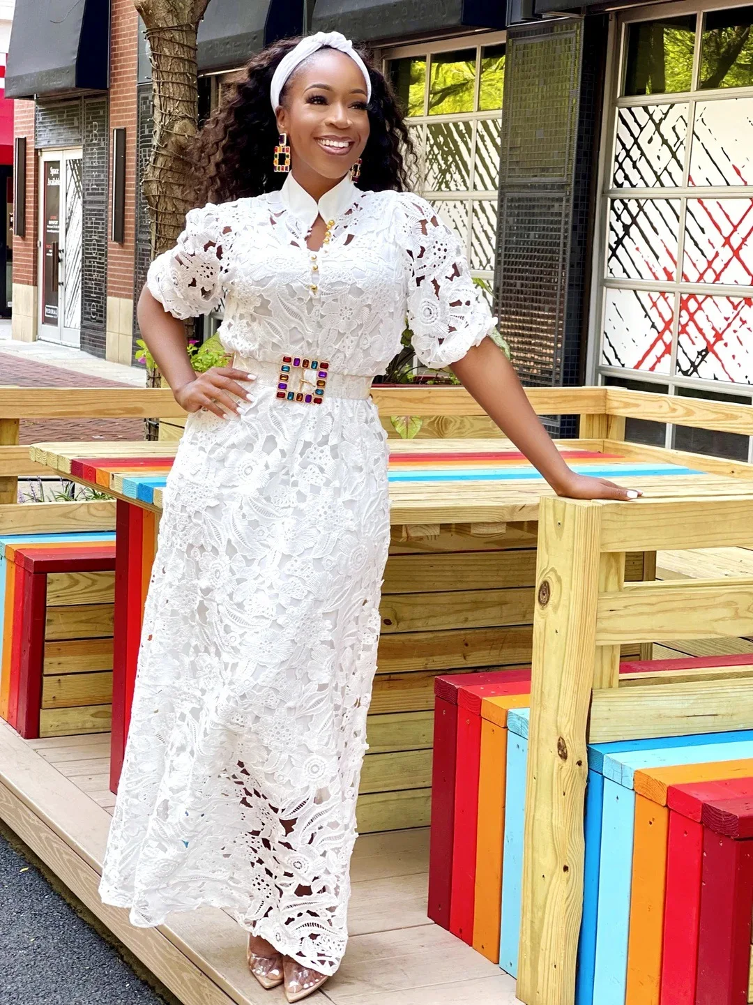 

African Dresses for Women African Dashiki Fashion Loose Embroidery Long Dress African Maxi Dress African Elegant Lace Dresses