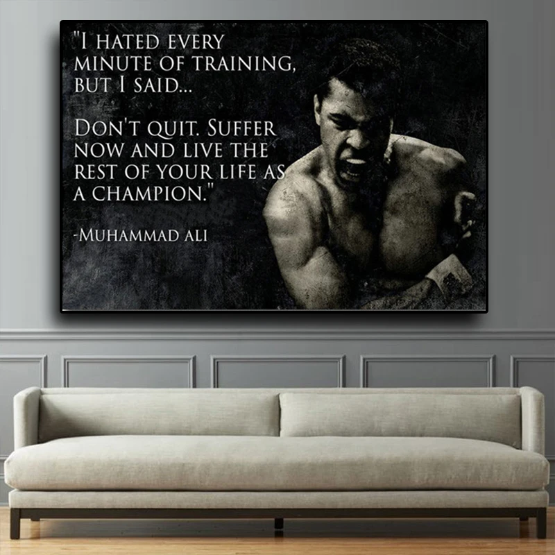 

Muhammad Ali Poster Motivational Quote Canvas Painting Nordic Sport Prints Wall Art Picture for Living Room Home Decor Cuadros