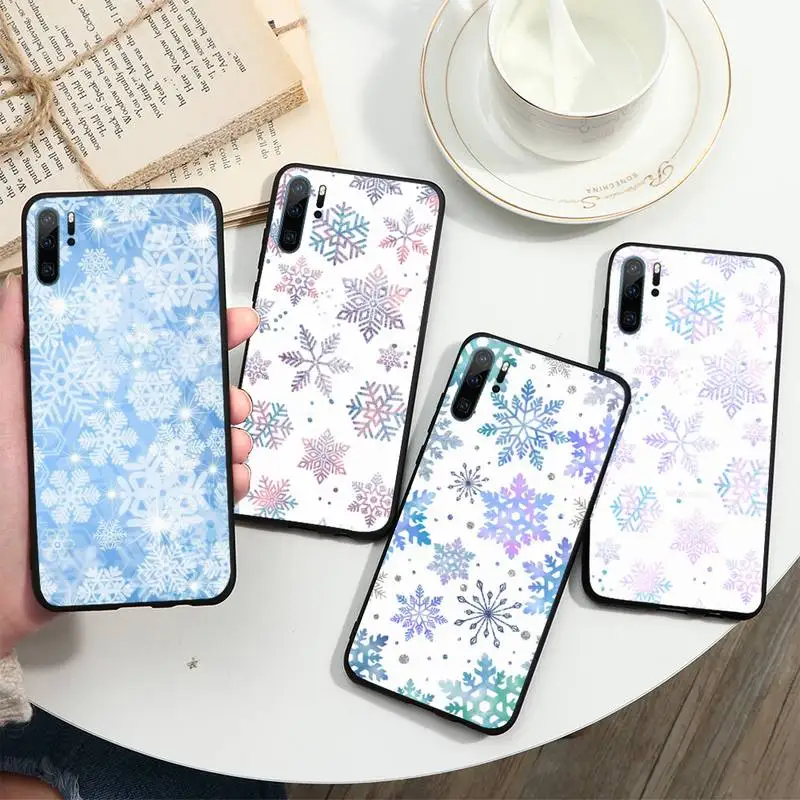 

Merry Christmas snowflake pattern Phone Case For Huawei honor Mate P 10 20 30 40 i 9 8 pro x Lite smart 2019 nova 5t