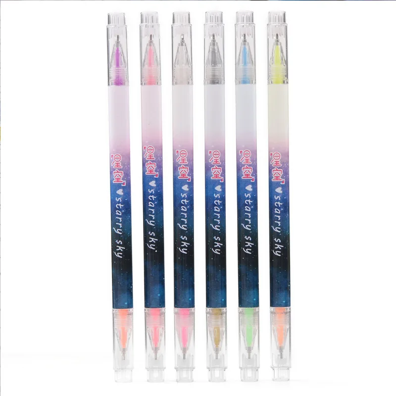 6 шт./партия 12 цветов с двойной головкой маркер звездное небо цветная гелевая