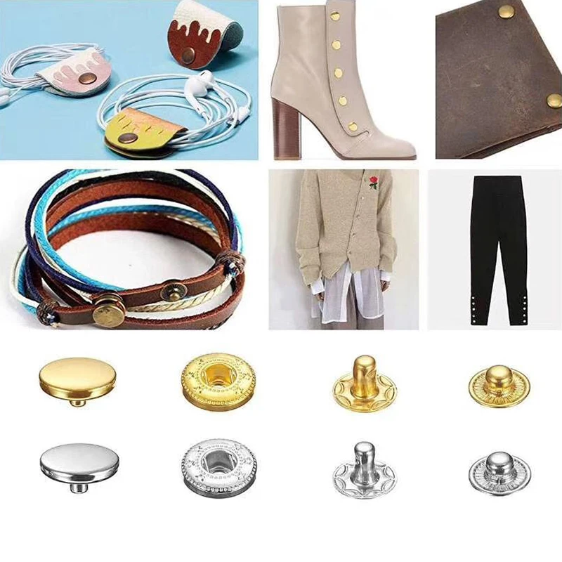 50 наборов 10 мм Металлические защелкивающиеся кнопки заклепки T8 T5 T3 оснастки