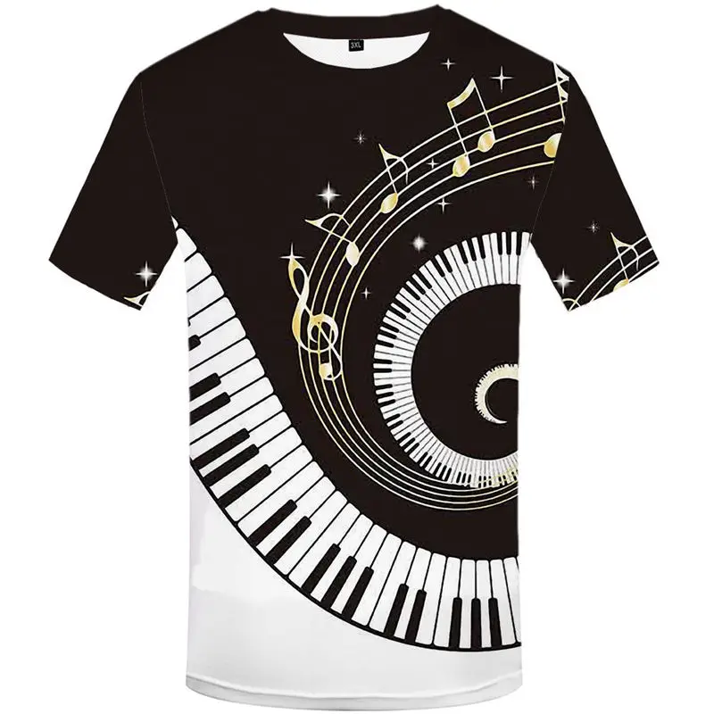 Футболки с музыкальными нотами футболки 3D принтом пианино мужские и женские