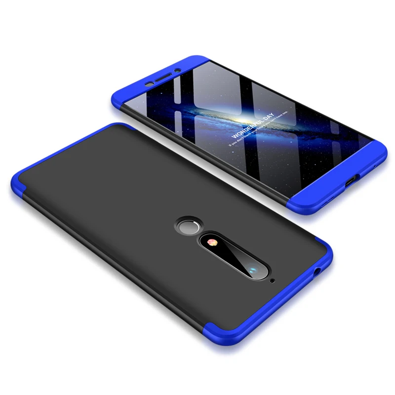 7 Для Nokia 6,1 TA 1043 чехол цветной 360 градусов защищенный полный корпус матовый чехол для Nokia 6 TA-1043 с защитным стеклом - Цвет: 7