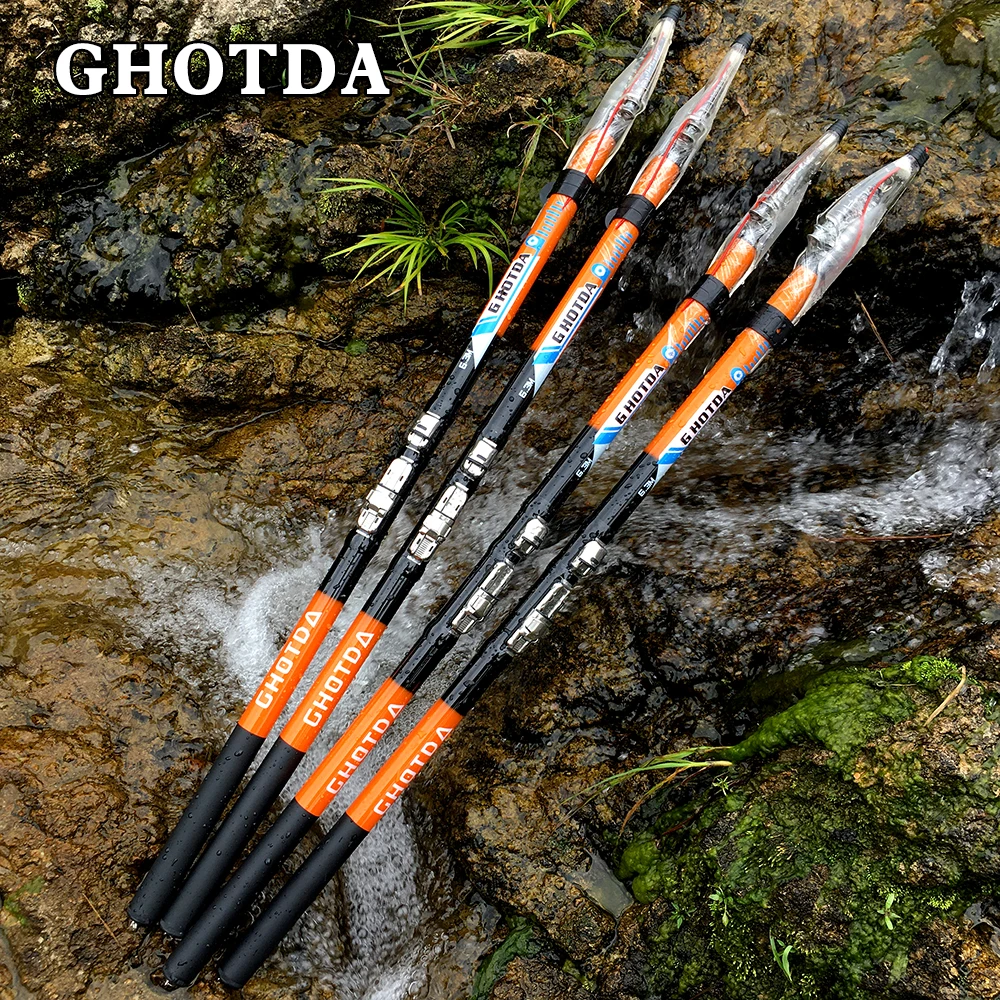 

GHOTDA Rock Fishing Rod Hard Carbon Fiber Spinning Telescopic Rod 2.7m/3.6/4.5m/5.4m/6.3m
