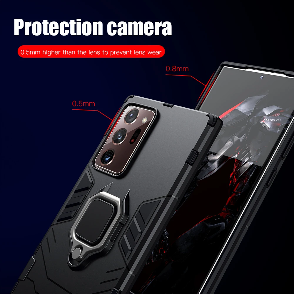

Shockproof Armor Case for Samsung Note 20 20 Ultra Ring Stand Bumper Silicone Phone Back Cover for Galaxy Note 20 + Plus