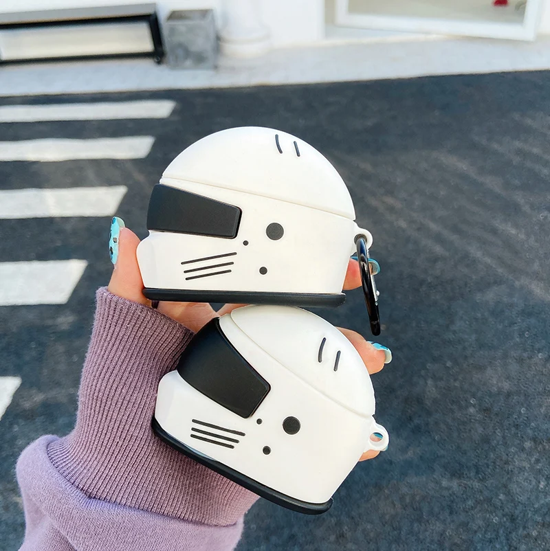 Крутой мотоциклетный шлем 3D чехол для AirPods 1 2 Pro зарядная коробка мягкий