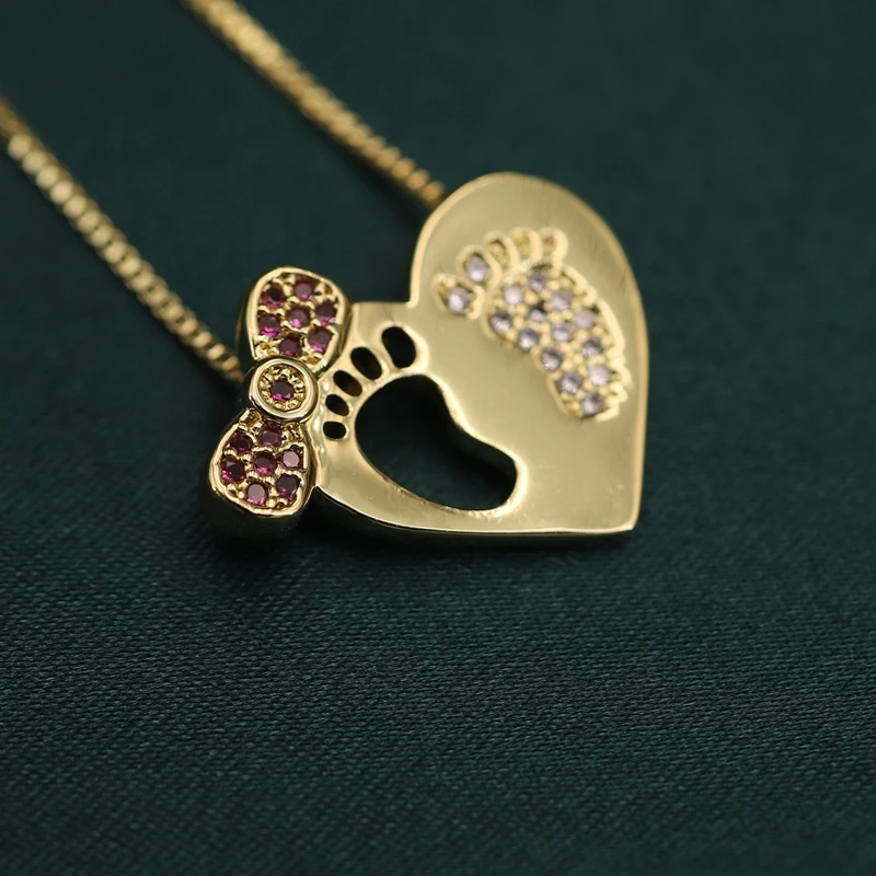 Ожерелье с кулоном в виде следов ребенка для женщин милая цепочка золотого цвета