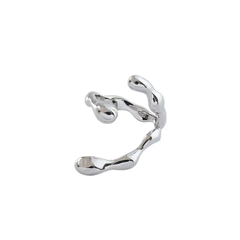 

HANGZHI 2021 New Trendy Design Lava Series Geometric Lines Simple Staggered And Crossed Ring For Men Women Girls Party Jewelry