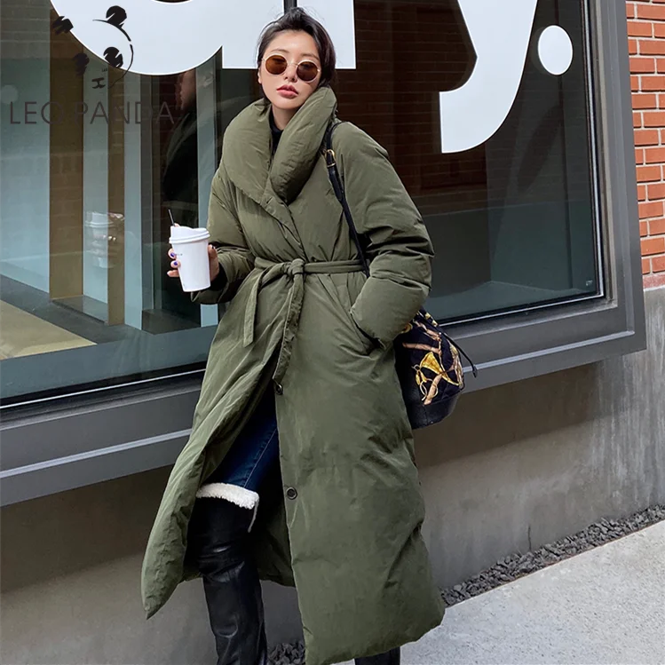 Женский длинный пуховик в Корейском стиле ernie зеленая куртка на 2019 белом утином