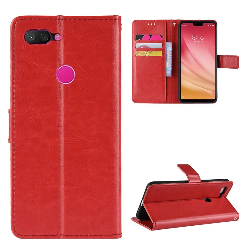 Leather case Phone Accessories Phone Flip Case for mi 8 9 Mobile Cover Anti-fall Card Kickstand