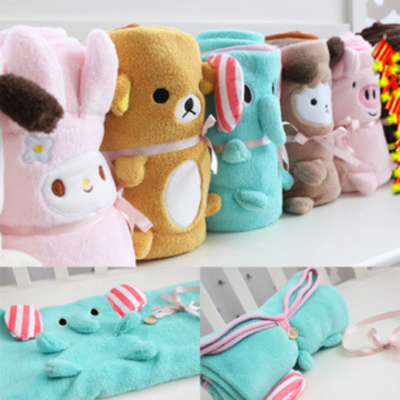 Одеяло детское Фланелевое в виде животного милое розовое свинья кролик альпака