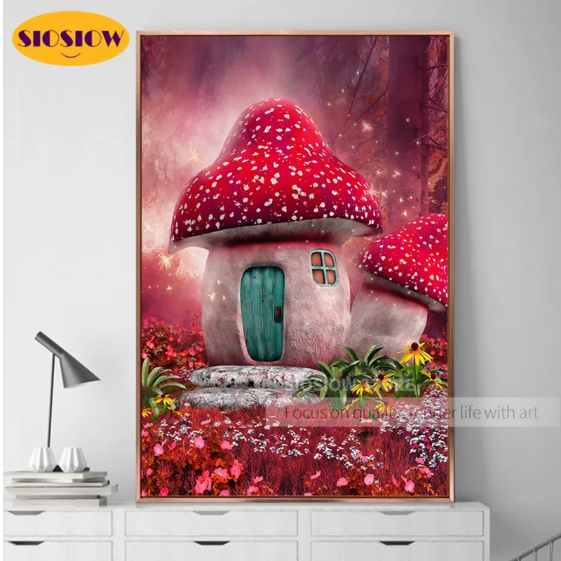 5D алмазная живопись сделай сам мультяшный домик с грибами наборы для вышивки