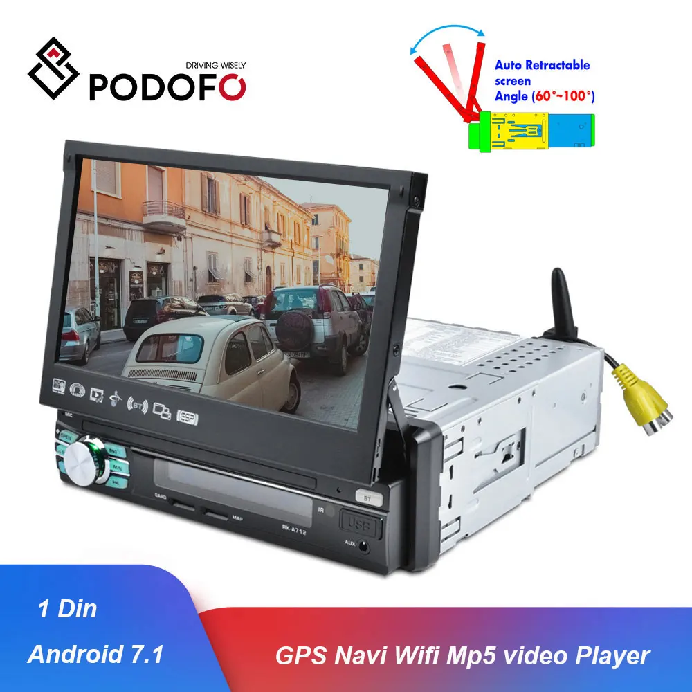 Podofo GPS навигация автомобильное радио 1 Din Android автомобильный мультимедийный MP5
