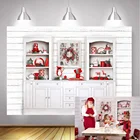 Рождественский кухонный фон для фотосъемки шкаф красная кухонная посуда зимний семейный портретный Фотофон Белая стена фотосессия