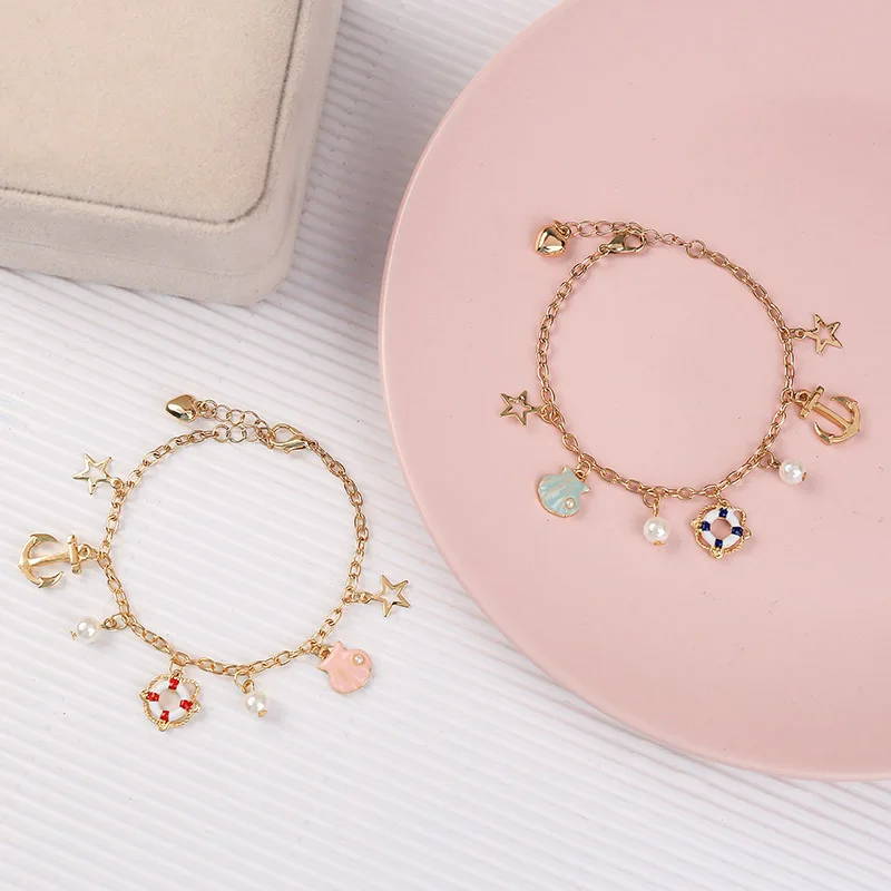 Женский шарм-браслет Sansummer романтические вечерние серьги в форме якоря звезды