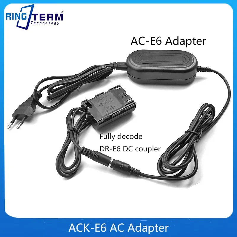 

ACKE6 ACK-E6 ACK E6 AC Power Adapter DR-E6 Supply Kit for Canon EOS 5D Mark II III 5D2 5D3 6D 7D 60D DSLR Cameras