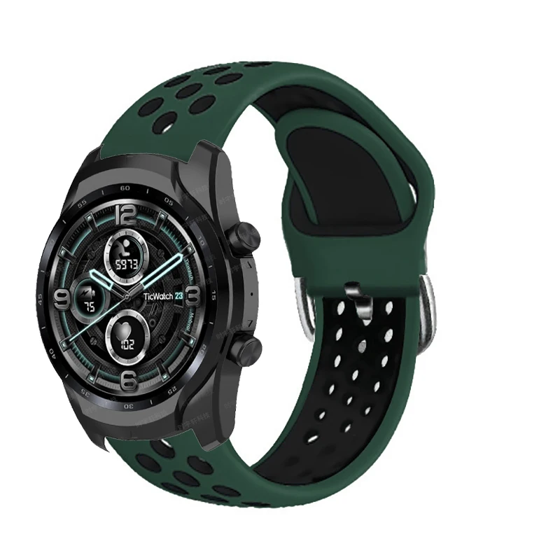

22MM Bracelet Wrist Straps For TicWatch Pro 2020 Silicone Strap For Ticwatch Pro 3/3 GPS LTE/GTX/S2/E2 Smart Watch Band Correa