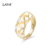 laya 925 sterling silver fashion simple solid geometry design color enamel ring for womens partieshigh quality classic jewelry