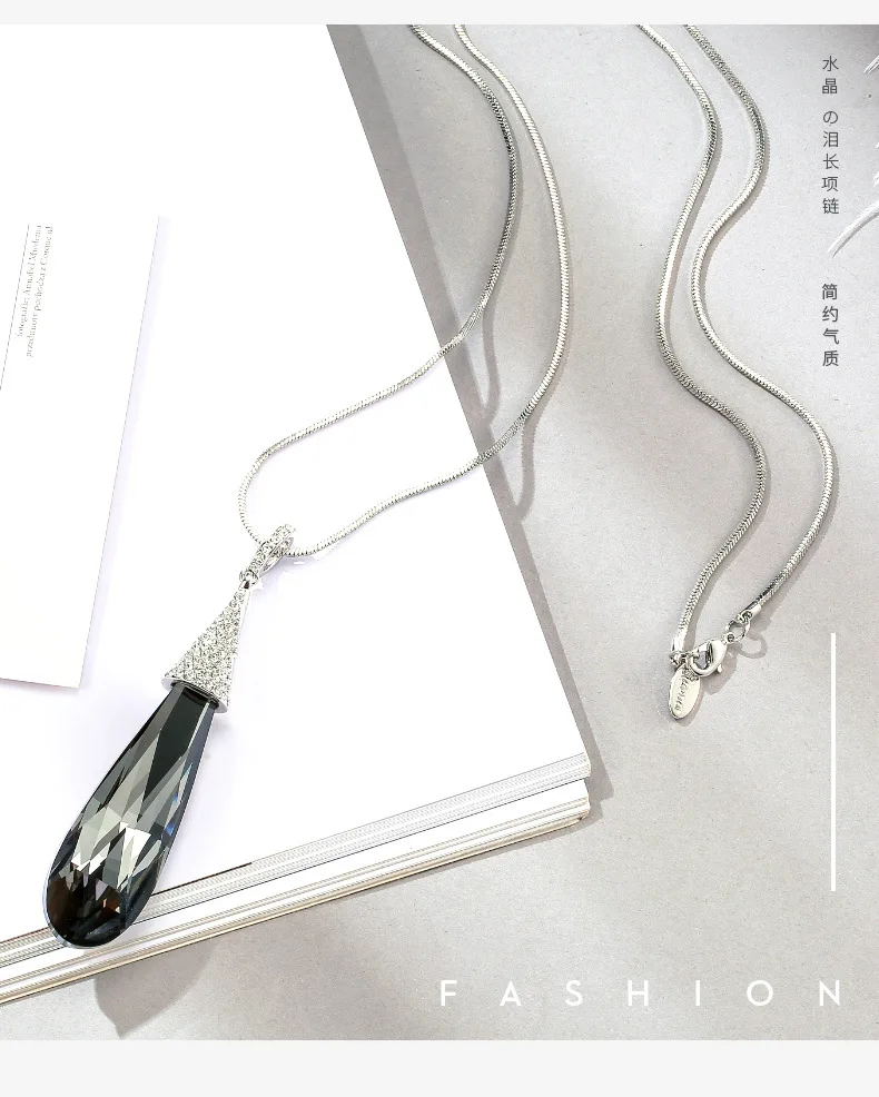 Модное ожерелье с подвеской в форме капли воды LWMMD ювелирные изделия синим