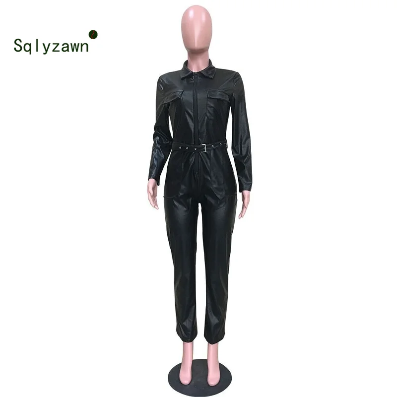 Зимняя утепленная одежда с длинными рукавами из искусственной кожи комбинезон