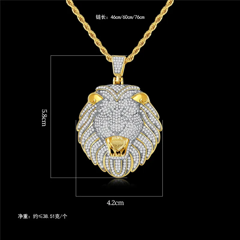 Цепочка с подвеской в виде головы льва стиле хип-хоп | Украшения и аксессуары