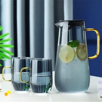 1600ml nordic style heat resistant glass kettle large capacity household explosion proof juice coffee milk jug filter with lid