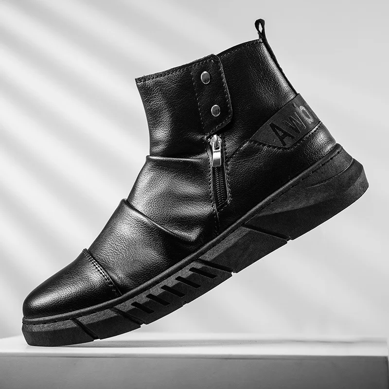 Mazefeng Brand New Boots Men Casual Shoes Zipper Side Comfortable Waterproof Autumn Men's Shoe Size 39-44 | Обувь