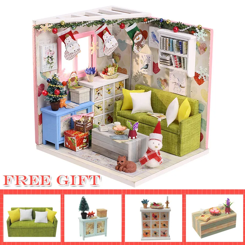 SDM10A CUTEBEE кукольный дом Миниатюрный DIY кукольный домик с деревянная мебель для дома игрушки для детей рождественские подарки - Цвет: SDM10A