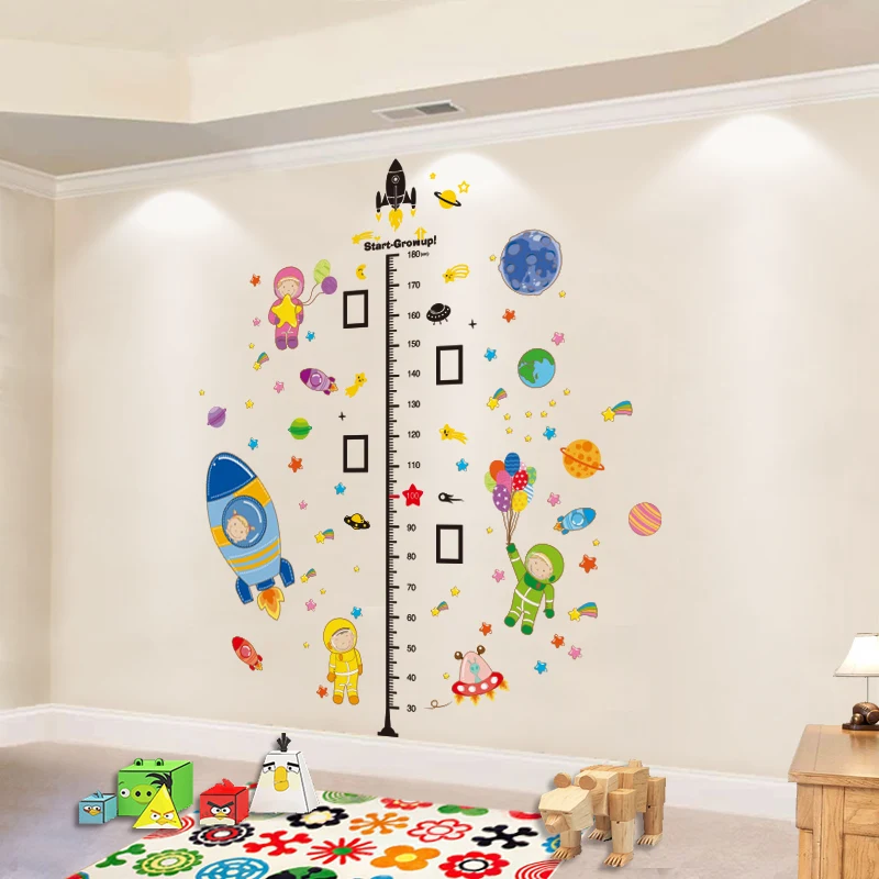 

[Shijuekongjian] настенные Стикеры с измерением высоты DIY ракеты астронавт настенные наклейки для детских комнат украшение дома для детской спальн...