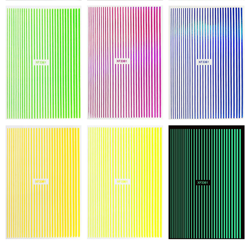 

12 Colors Optional Nails Sticker Colorful Line Styles Manicure Art Decorations Decals Foil Nail Sticker
