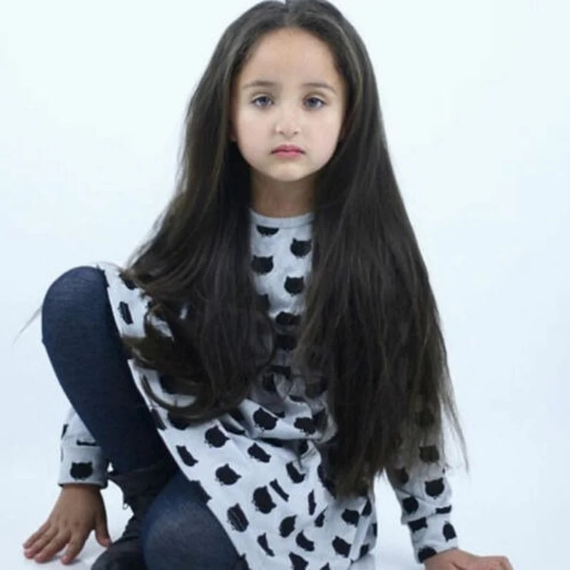 

Toddler Girls Summer Cat Print Long Sleeve Dress Casual Holiday Swing Dresses