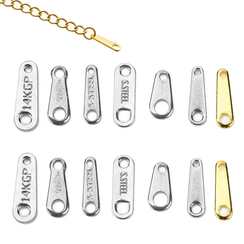 

50pcs/lot Stainless Steel Charms Pendants Golden Extended Extender Chain Tag For Necklace Bracelet Findings Diy Jewelry Making