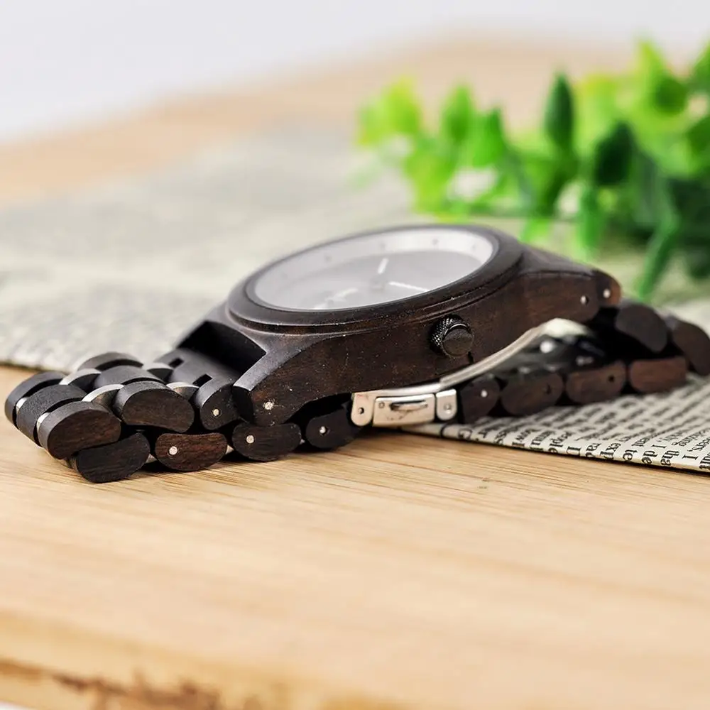 Мужские деревянные часы BOBO BIRD кварцевые наручные маленький второй диск